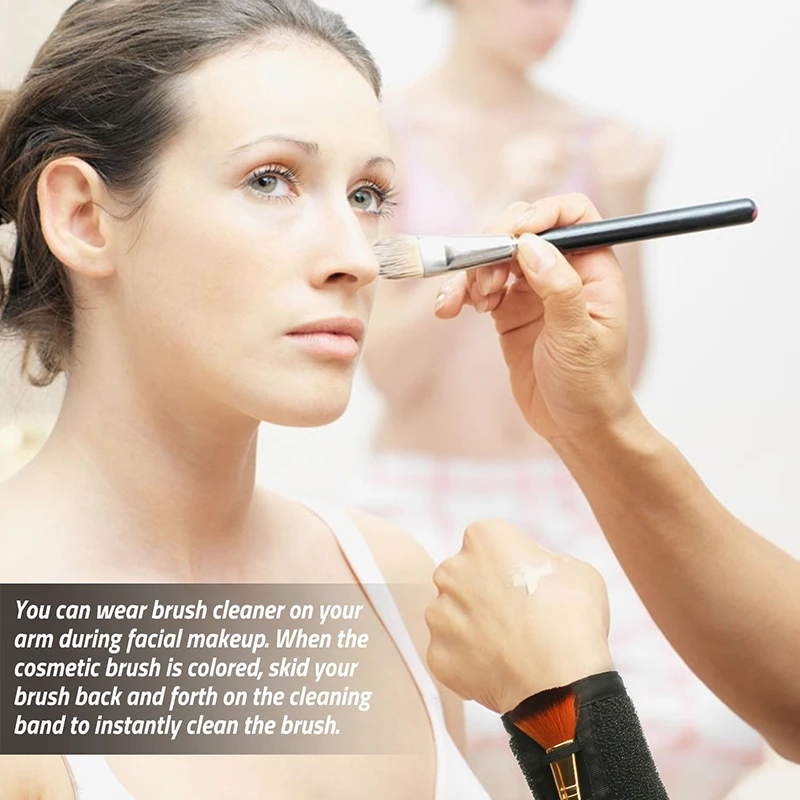 Make-up-Pinsel-Reinigungspad, schwarze Ärmel, Make-up-Entferner, Armgurt, Schwammpolster, spezielles Make-up-Waschwerkzeug für Make-up-Lieren