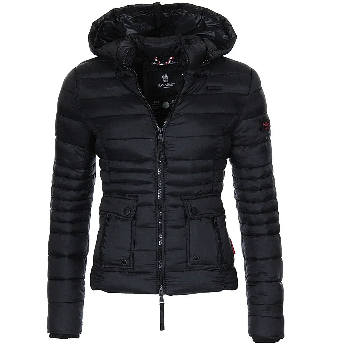 Veste à capuche mince en coton pour femmes, manteau en coton pour femmes, vêtements monochromes pour documents, vestes décontractées pour femmes, automne et hiver