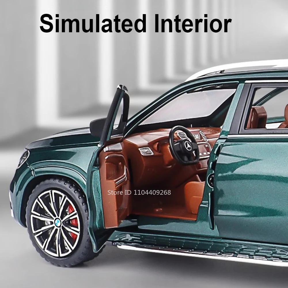 1:24 GLS63 G63 Model Samochodu SUV Zabawka Odlew Metalowy Muzyka Światło Pojazd Terenowy Modele Ozdoby Dla Dzieci Prezenty