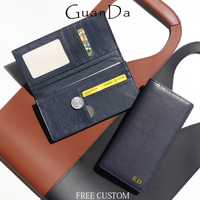 Genuine Leather Custom Name Card Wallet Luxury Multifunction Cowhide Long Wallet Engrave Initials Man Coin Purse Card Holder Bag