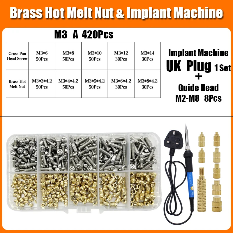 Messing Hot Melt Gewinde einsatz Mutter Eisens pitze 3D-Drucker Zubehör Heiz mutter Edelstahl Schraube Schraube Einst eck mutter Kit m2 m2, 5 m3 m4 – Detail 15