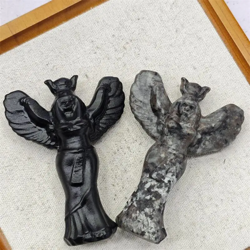 Obsidienne noire naturelle et déesse Yooperlite, sculpture de foi Reiki, ornements artisanaux de guérison, décoration de maison, cadeau 1 pièces