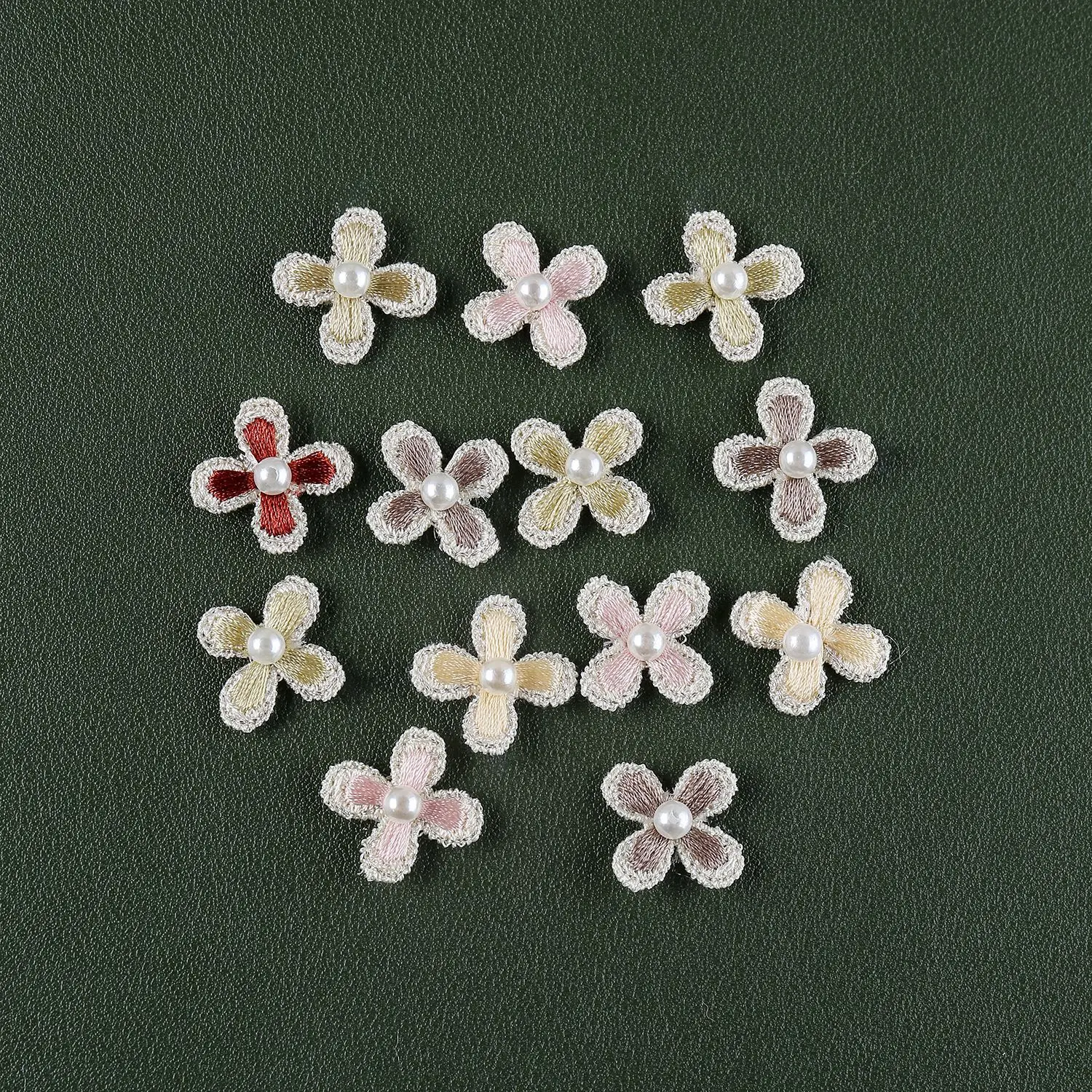 20pcs/bag 1.7cm Silk Four Petal Nail Bead Small Flower Decoration DIY Broken Hole Luggage Shoes Hats Luggage Repair Accessories