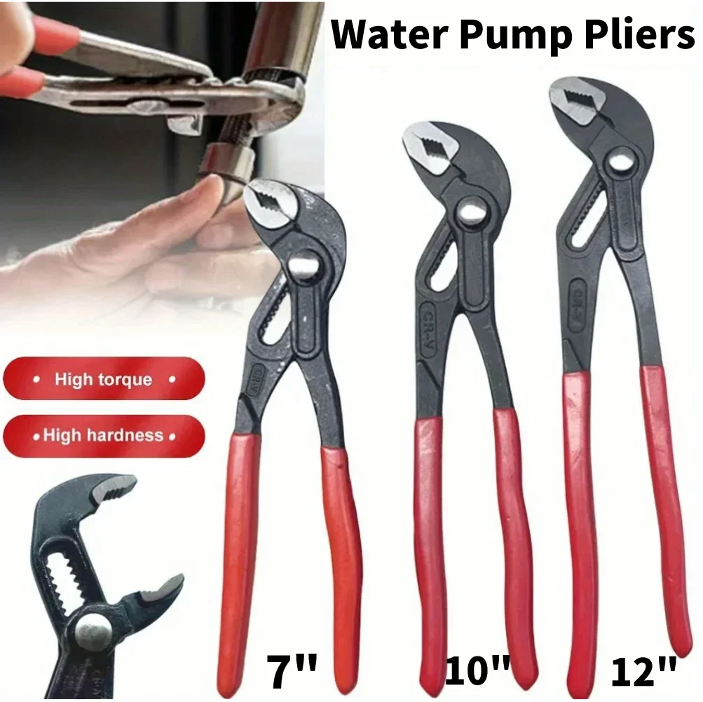 7/10/12 Inch Soft Grip Waterpump Pliers Sliding Groove Design Water Pump Plier High Hardness Plumbers Pipe Wrench for Pipeline