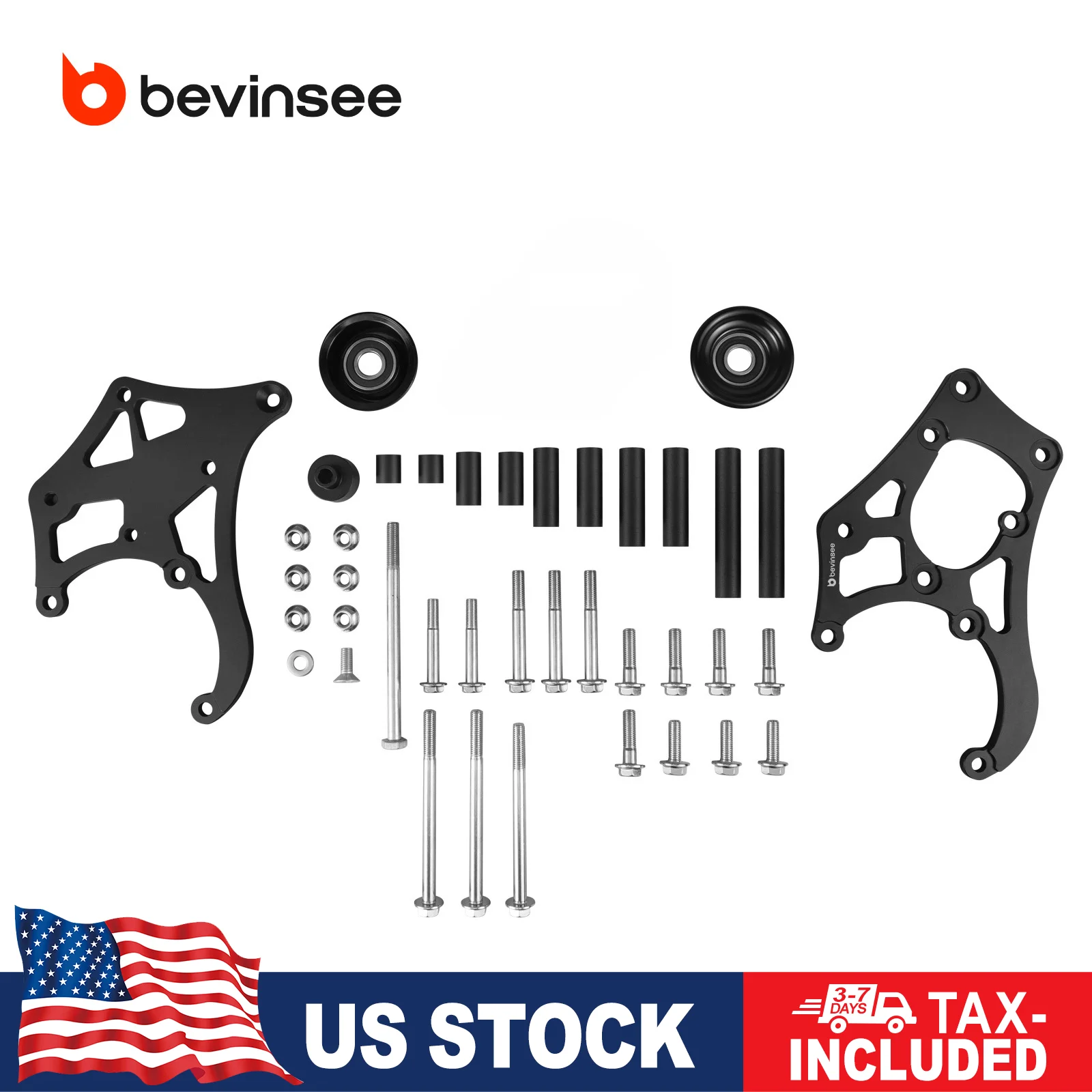 BEVINSEE Air Conditioner Compressor Bracket Kit Aluminum for Sanden 508 LS LSX Truck SUV A/C, Anti-rust High Strength & Accuracy