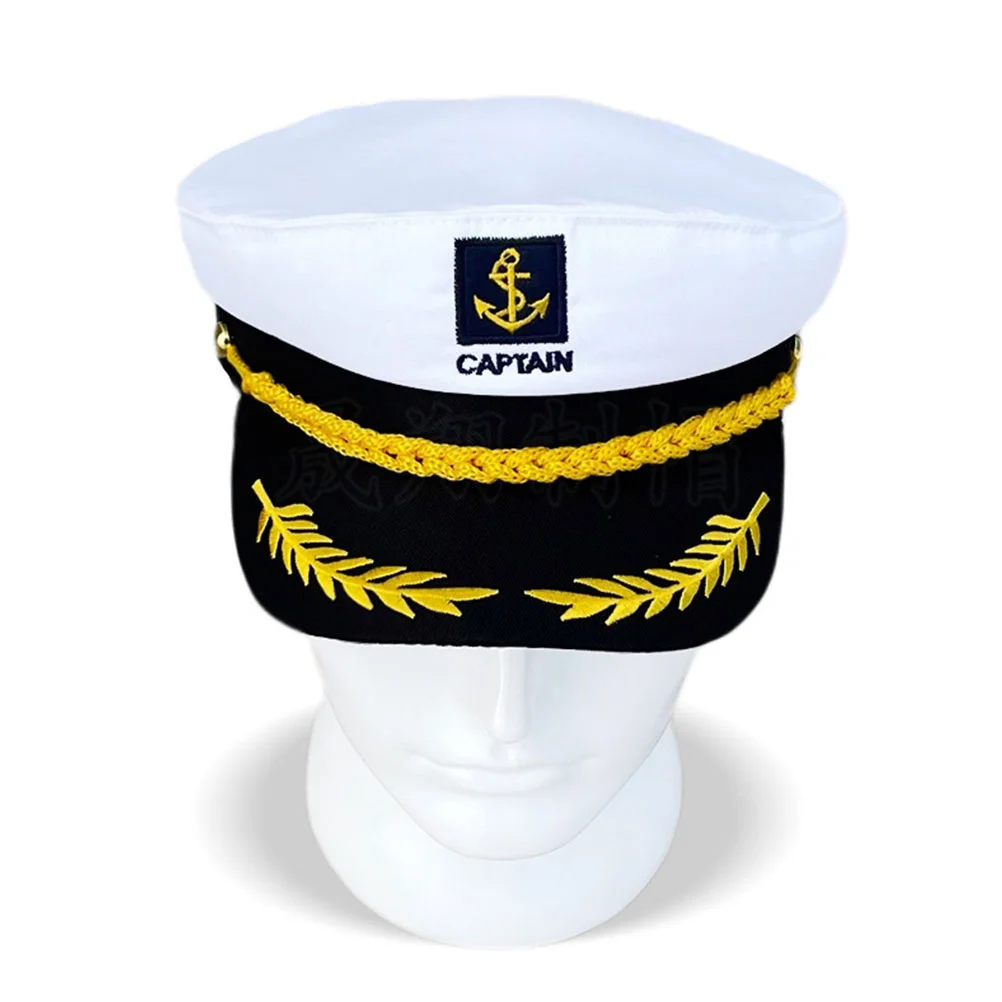 Kids Captain Hat Sailor Black Boating Captains Cotton Polyester Hats for Cosplay Baby