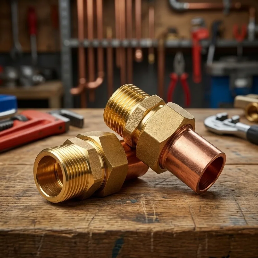 2pcs-3-4-inch-brass-pipe-fitting-c-x-mip-copper-union-for-water-plumbing-connection-home-improvement-accessories