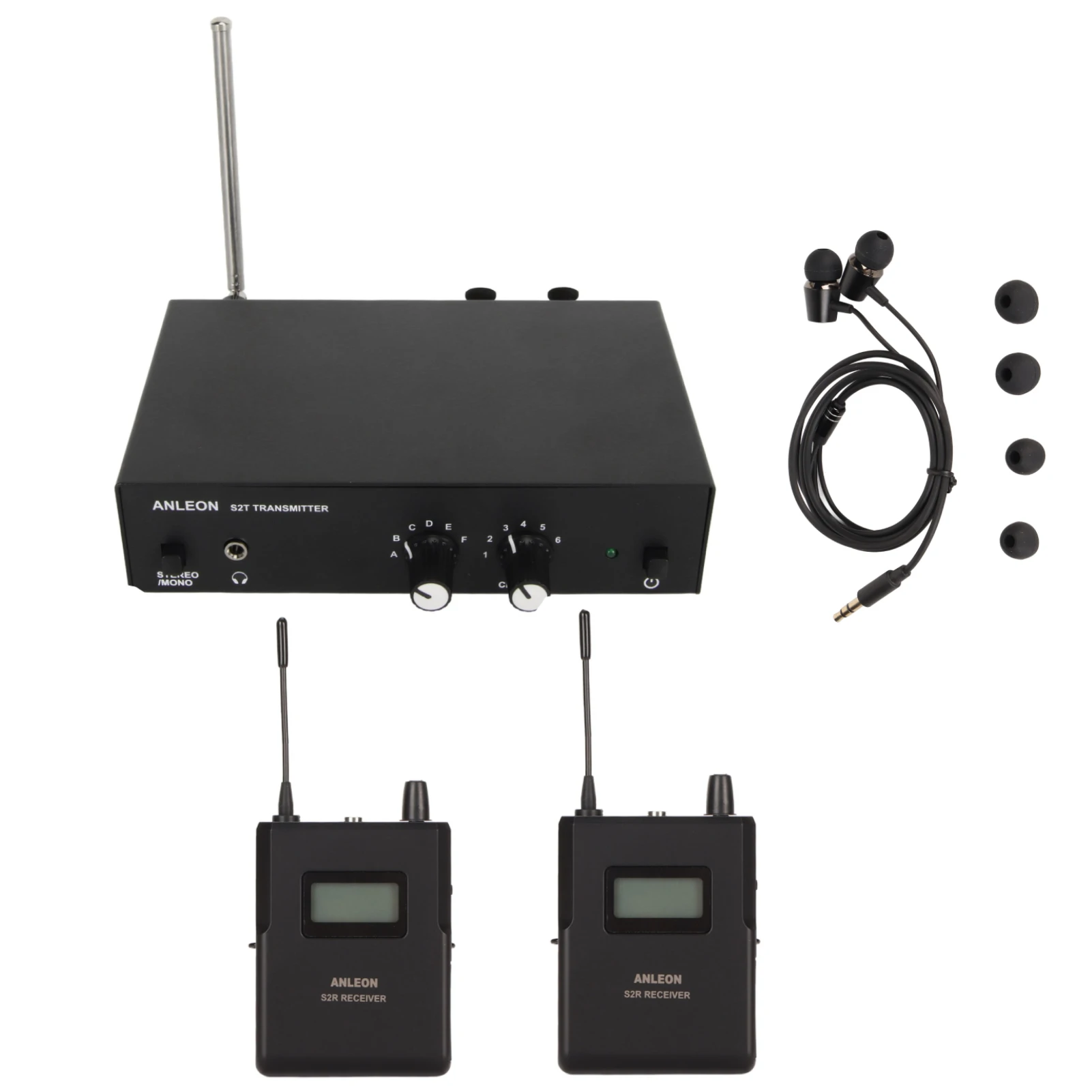 For ANLEON S2 UHF Stereo Wireless Monitor System 670-680MHZ Professional Digital Stage In-Ear Monitor System with 2 Receivers