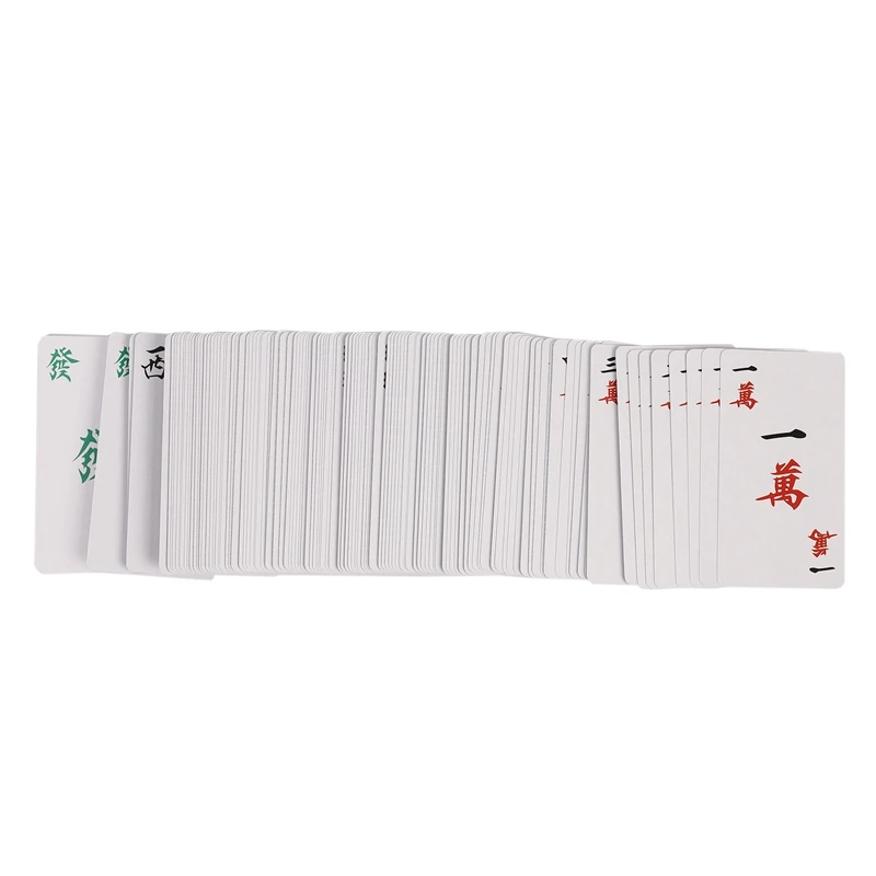 144Pcs/Set Mah Jong Paper Mahjong Chinese Playing Cards Game With 2Pcs Dices Portable Travel Entertainment Playing Cards Kit New