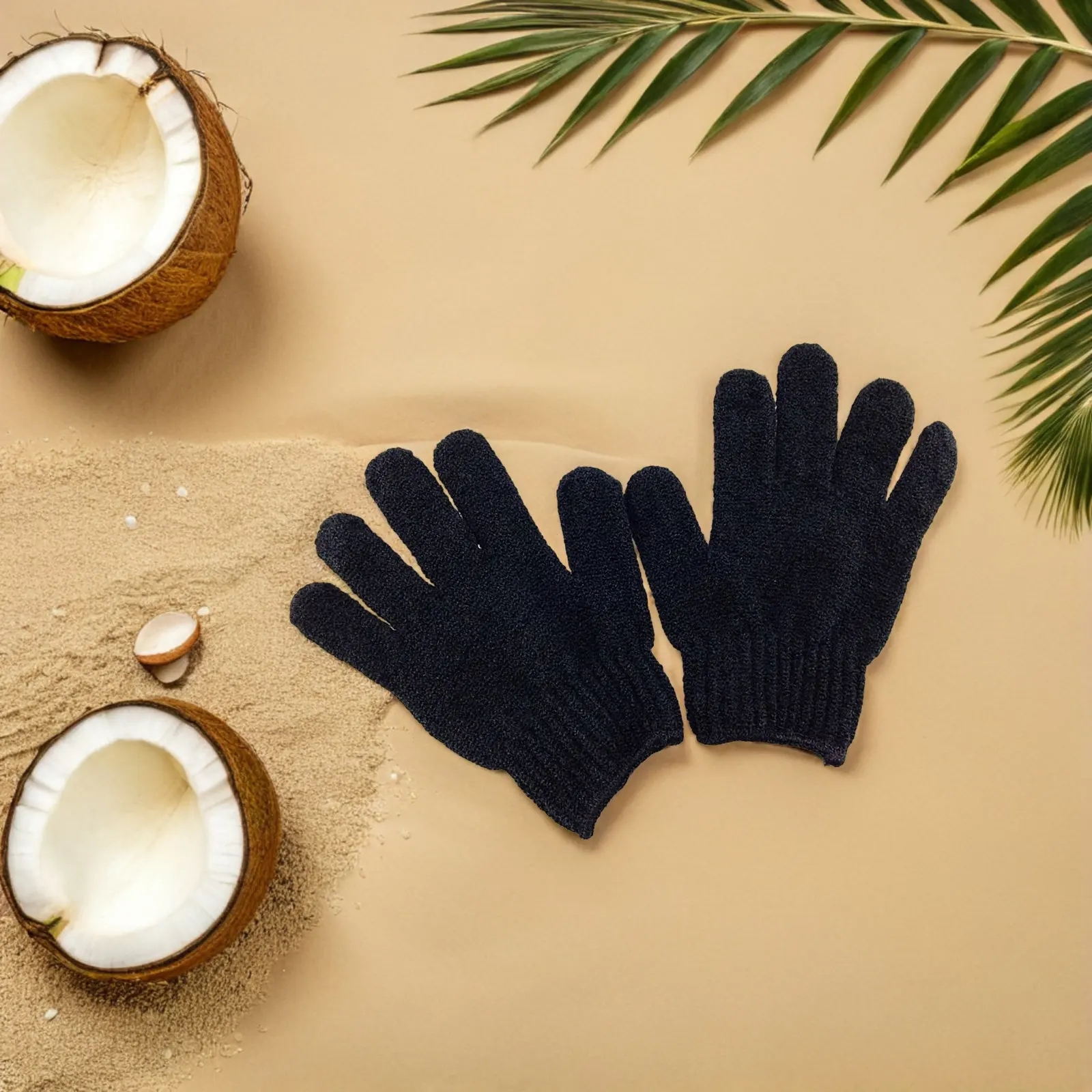 Black Acrylic Shower Gloves for Exfoliating Body Scrub, Dead Skin Removal & Improved Blood Circulation