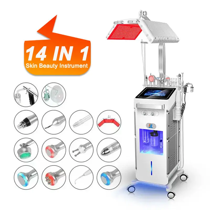 

hot LED Light Therapy Facial Mask Face Massage Machine 14 in 1 Hydro Facial Skin Care Machine Wrinkle Removal Machine