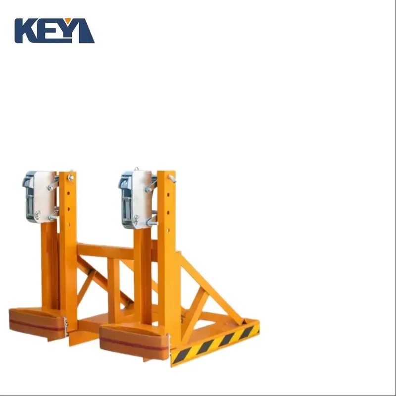 KEYI Hydraulic Drum Lifter Stacker Rotating Clamp Manual Oil Drum Carrier Forklift Barrel Loading/Unloading Double Drum Grab