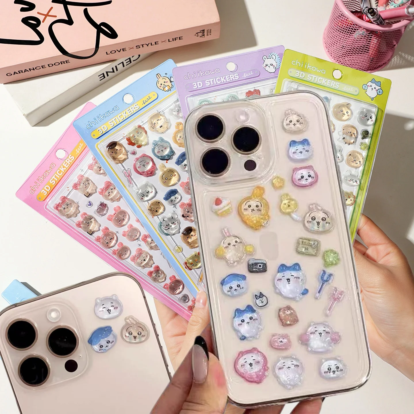Nouveaux autocollants 3D en cristal imperméables Kawaii Chiikawa Usagi, autocollants multi-usages DIY pour téléphone, ongles et décoration de valise