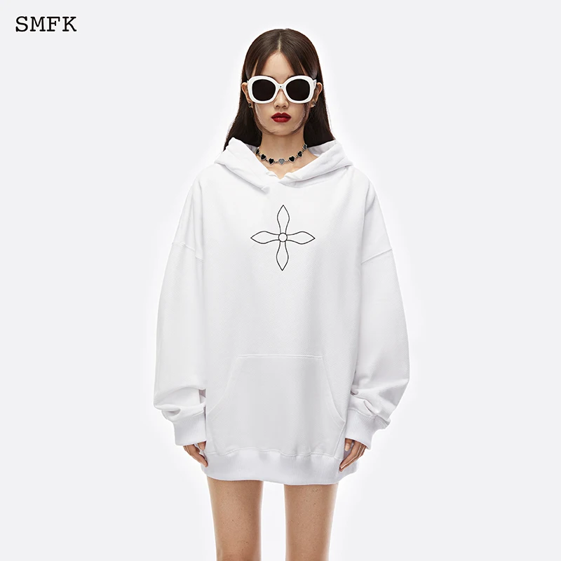 SMFK Hoodie Cross Flower Men Women Hip Hop Street Loose Hoodie Cotton Cotton Sports Course Sweatshirts Heavy Fabric Pullover