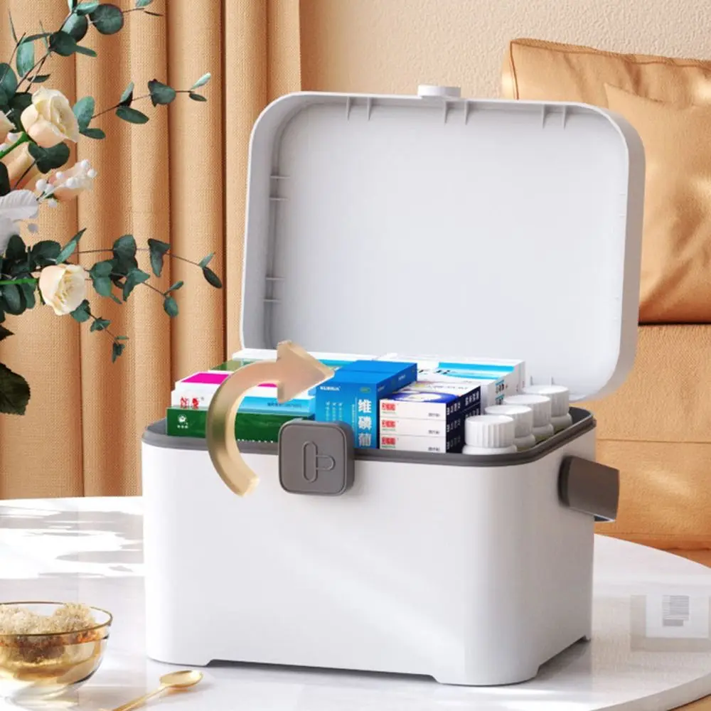 Plastic Medicine Cabinet Multi-Functional Large Capacity Medicine Storage Box Wear-resistant Waterproof Medicine Chest