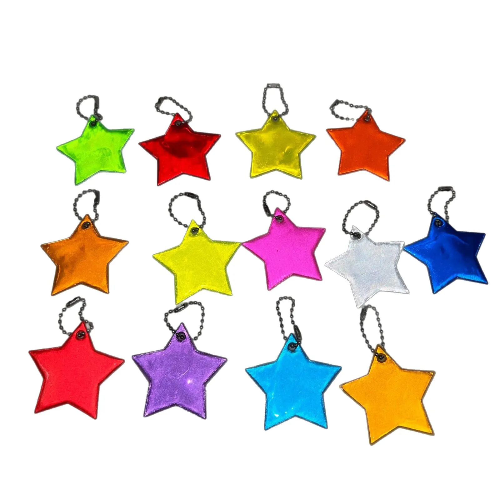 

Reflective five-pointed star PVC decoration - Night-time cycling safety warning pendant - Portable bag decoration