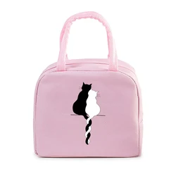 1pc borse termiche multifunzionali per il pranzo divertente Anime Animal Cat and Dog Print Tote Bag foglio di alluminio borsa per il pranzo portatile donna bambini