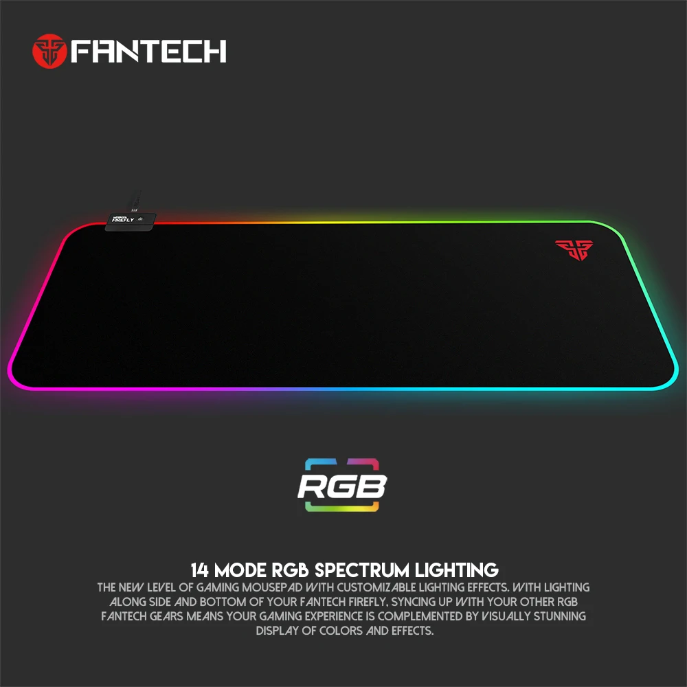 FANTECH FIREFLY MPR800s Gaming Mousepad LED Backlit Carpet Big Size Mice Mat 800 x 300mm Water Repellent RGB Computer Desk Mat