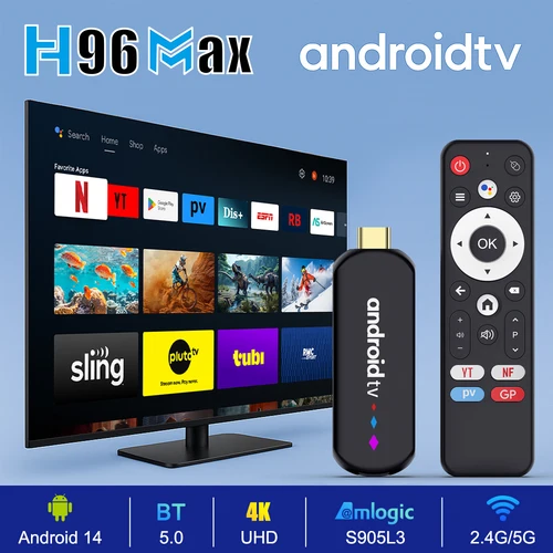 H96max Android TV Stick Amlogic S905L con Wifi 2,4G 5G Wifi6 marca Dual 2GB 16GB 4K 3D HDR Google reproductor multimedia de voz DC 5V 1A
