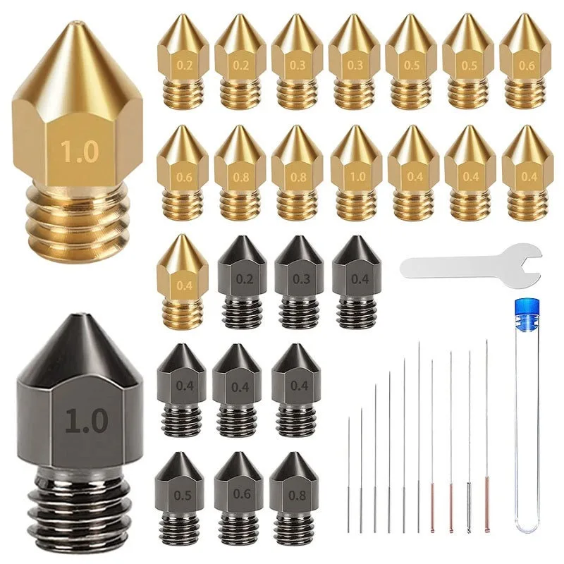 

3D Printer Extruder Nozzle Kit, Hardened Steel Nozzle with Cleaning Needle Accessories