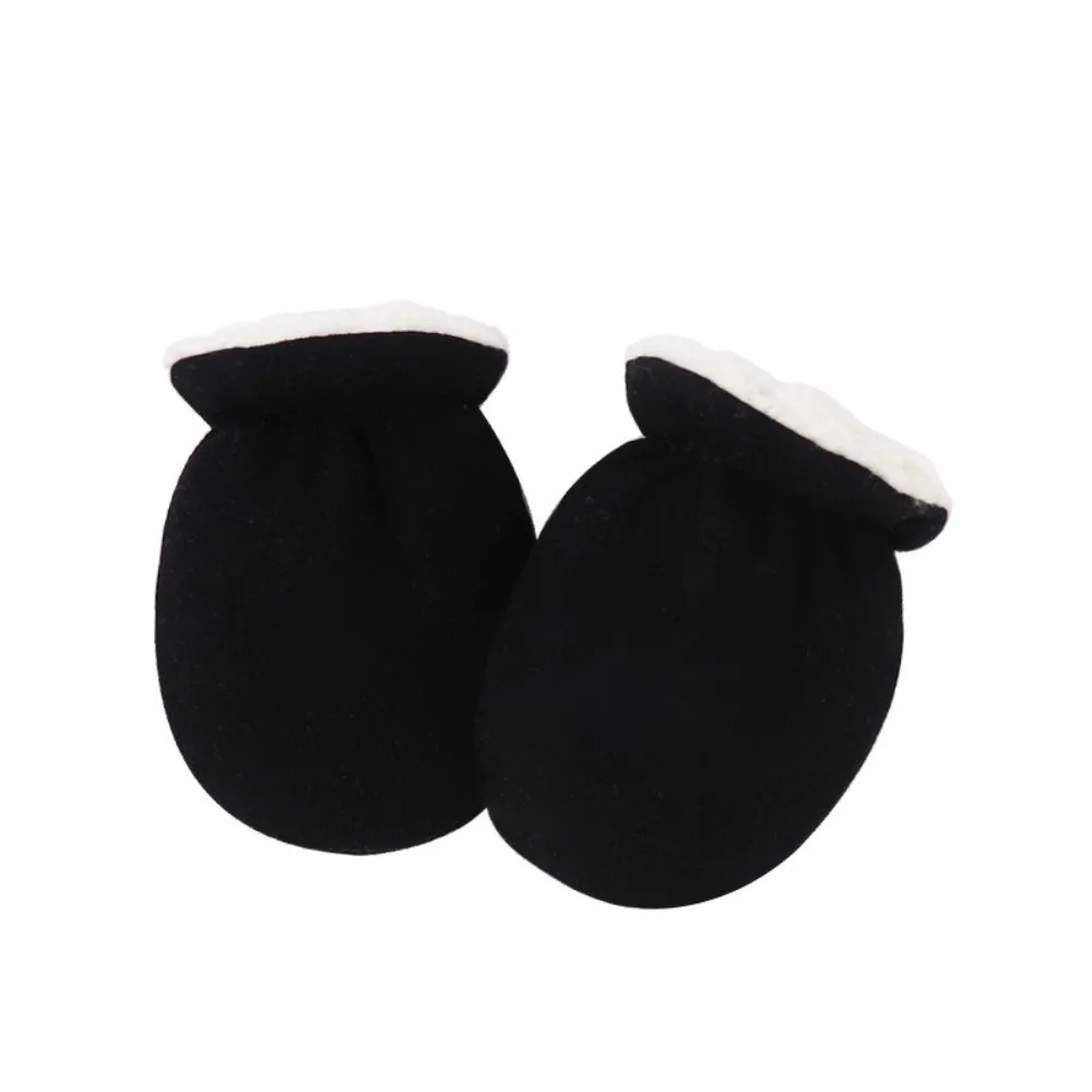 

Теплые шерстяные пушистые варежки для новорожденных, простые однотонные теплые утолщенные перчатки для малышей для детей 0-1 лет, перчатки с защитой от царапин