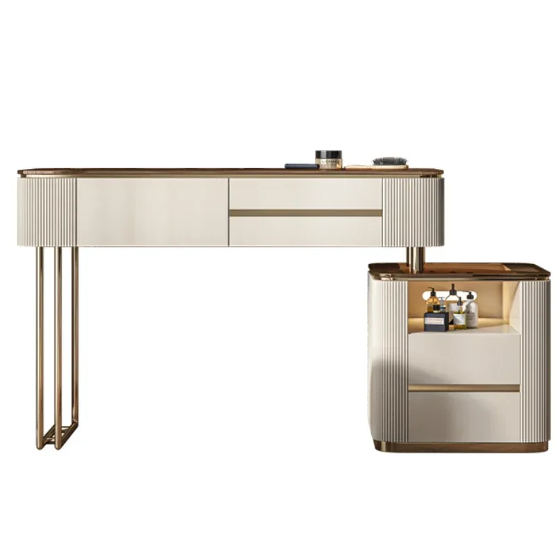 

# Hot Modern Minimalist Vanity Tables Glass Luxury Storage Cabinet Nordic Vanity Tables Mirror Tavolo Trucco Home Furniture WZ50