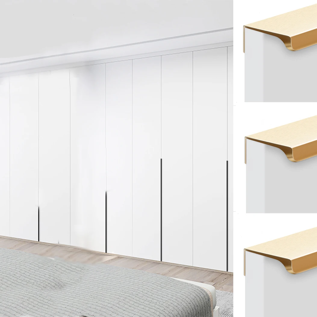 Cabinet Handle Drawer Concealed Handle Hidden Kitchen Cabinet Wardrobe Handle Furniture Hardware 15cm Finger Edge Drawer Pull
