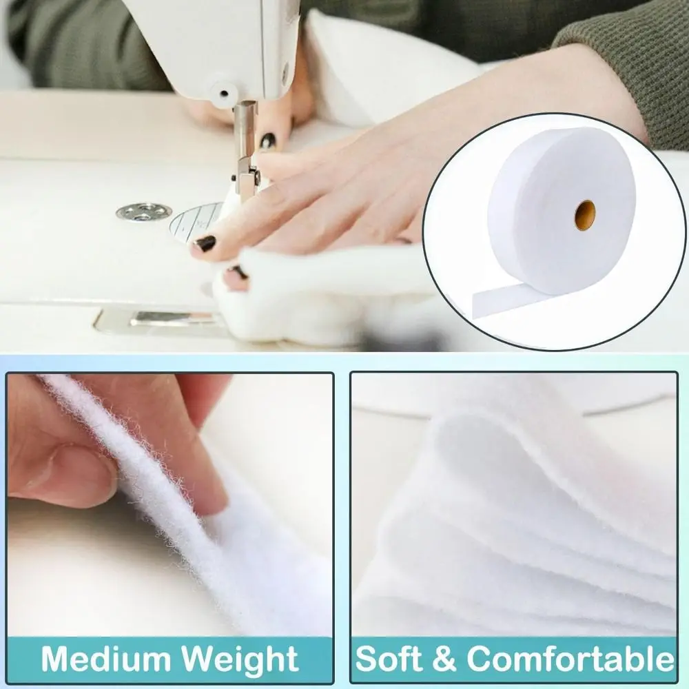 New 45 Yards Polyester Blend Batting Roll White 2 1/4 Inch Jelly Roll Batting Strips