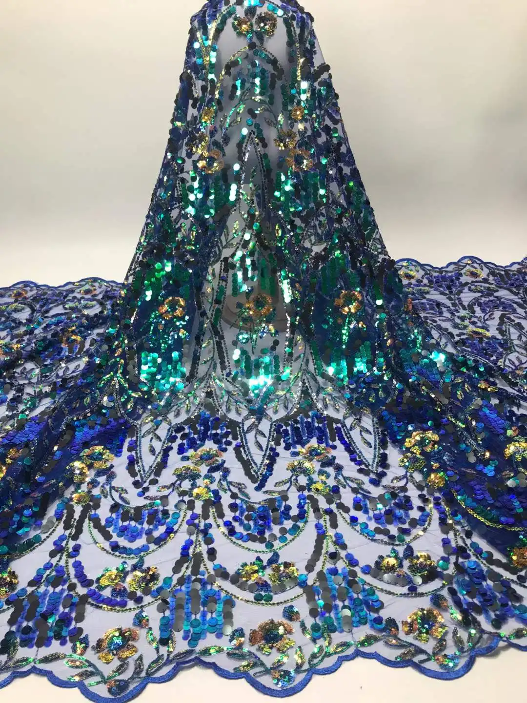 

Beautiful Sequin embroidery French mesh lace fabric African Nigerian lace For wedding evening dress