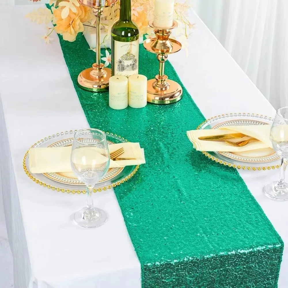 180x30cm Sequin Table Runner Glitter Metallic Long Tablecloth Dining Table Decoration Bridal Shower