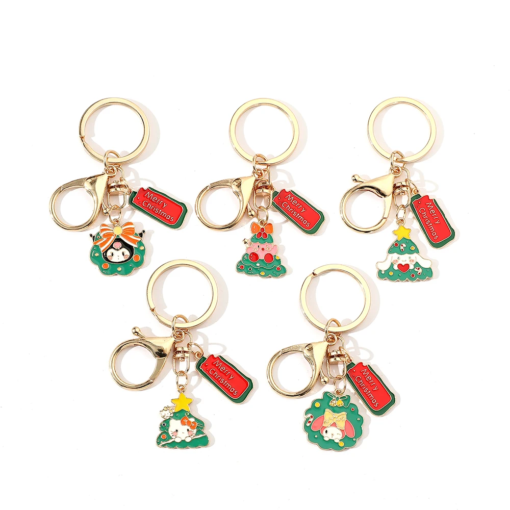 Sanrio Kuromi Hello Kitty Keychains for Women and Men, Enamel Christmas Keyrings, Festival Gifts, Handbag Pendants, Key Chains