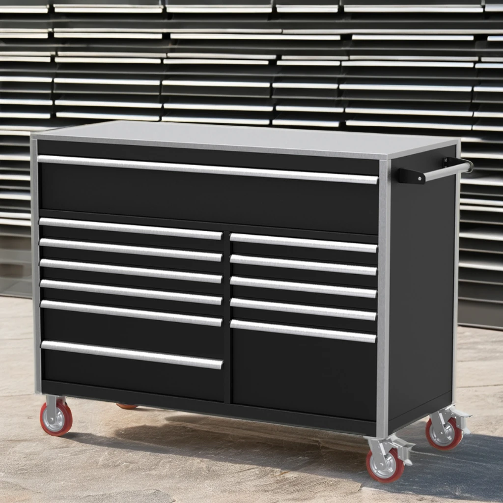 Self-Locking Stainless Steel Rolling Tool Cabinet Mobile Auto Repair Toolbox Storage Workshop Hand Tool Trolleyx