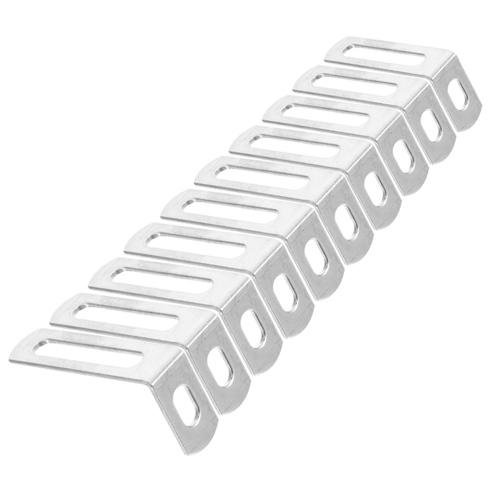 

10pcs L-Shape 50x24x12x1.5mm Silver Metal Brackets For Wood Shelf Support Corner Hardware Fixing Pieces