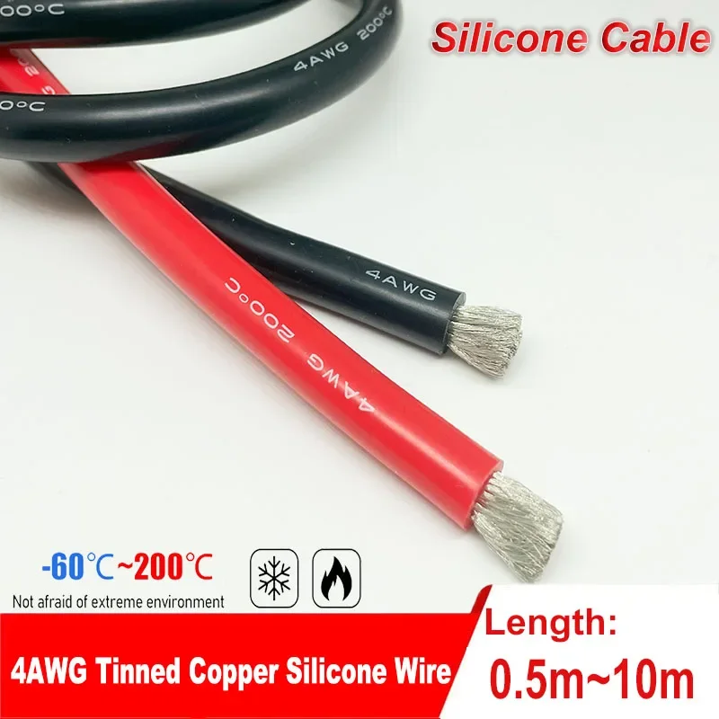 4 AWG Silicone Wire - 5000 strands of 0.08mm tinned copper wire, red or black, suitable for automotive, marine and solar install