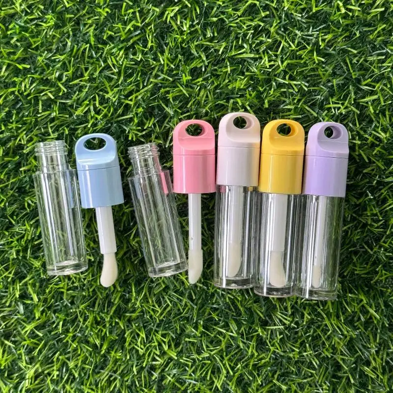 

1Pcs Cute Big Brush Wand Transparent 4ml Lip Gloss Tube Plastic Round Empty Lip Gloss Container