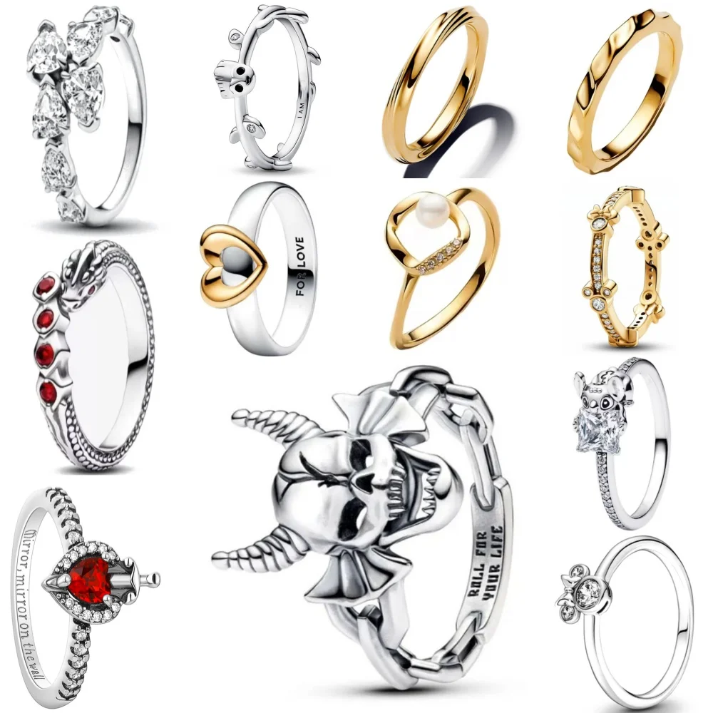 

European New 925 Silver, Red Heart-Shaped, Pearl Ring Suitable for Exquisite High-Quality Jewelry for Women at Wedding Parties