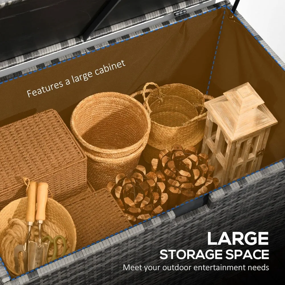 113 gallon deck box, rattan outdoor storage box, waterproof storage container for indoor, patio furniture cushions, pool suppli - Image 3