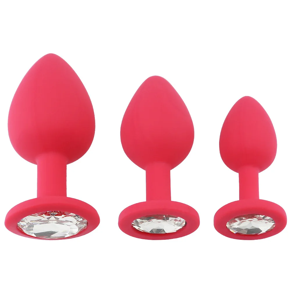 3Size Silicone Crystal Anal Plug Stimulator Anal Sex Toy Anal Trainer Prostate Massager Dildo Flirt Toy for Women Man Gay