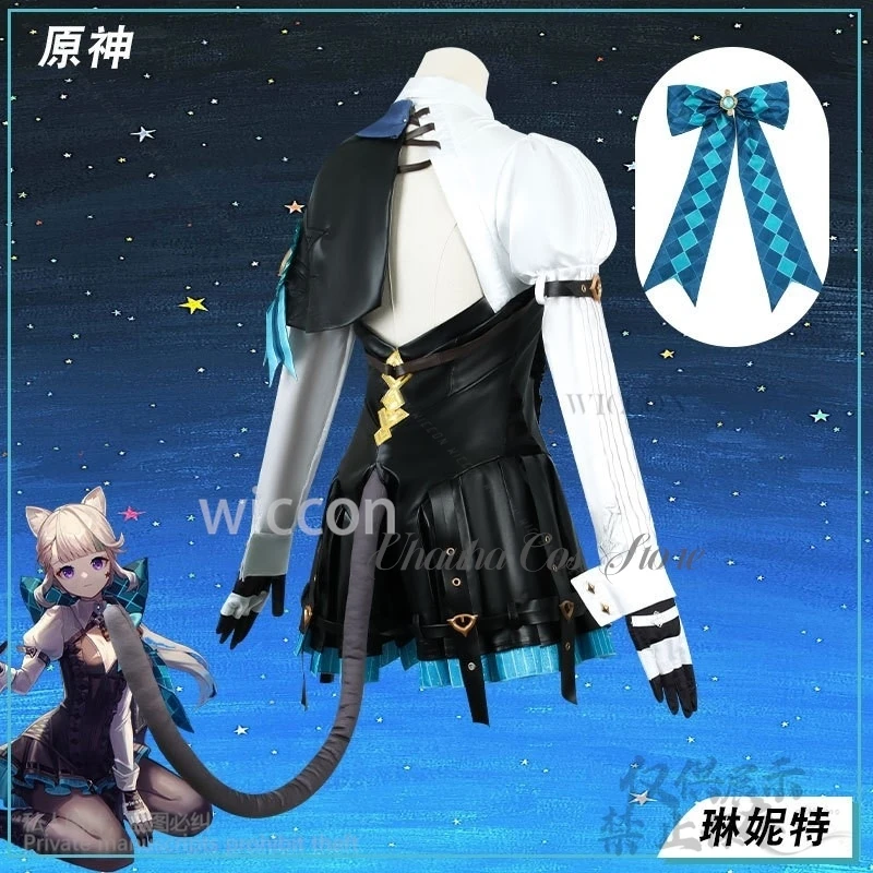 Gioco Anime Genshin Impact Cosplay Lynette Mago Costume Furry Earwear Coda Abito Lolita Per Ragazze Donna Halloween Personalizzato
