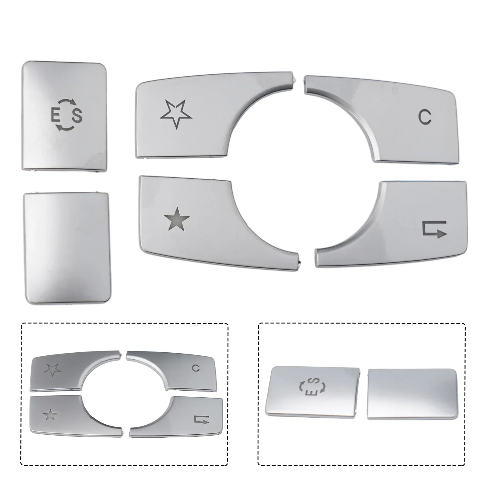 6x Multimedia Button Cover For Mercedes For Benz E Class W212 10-15 Car Centre Multimedia Function Button Cap Trim
