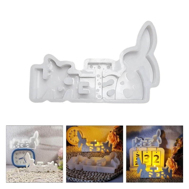 

Silicone Rabbit Mold 3D Easters Bunnies Letter Figurine Mould for Creative Gift Making and Home Decoration Projects Y5GB