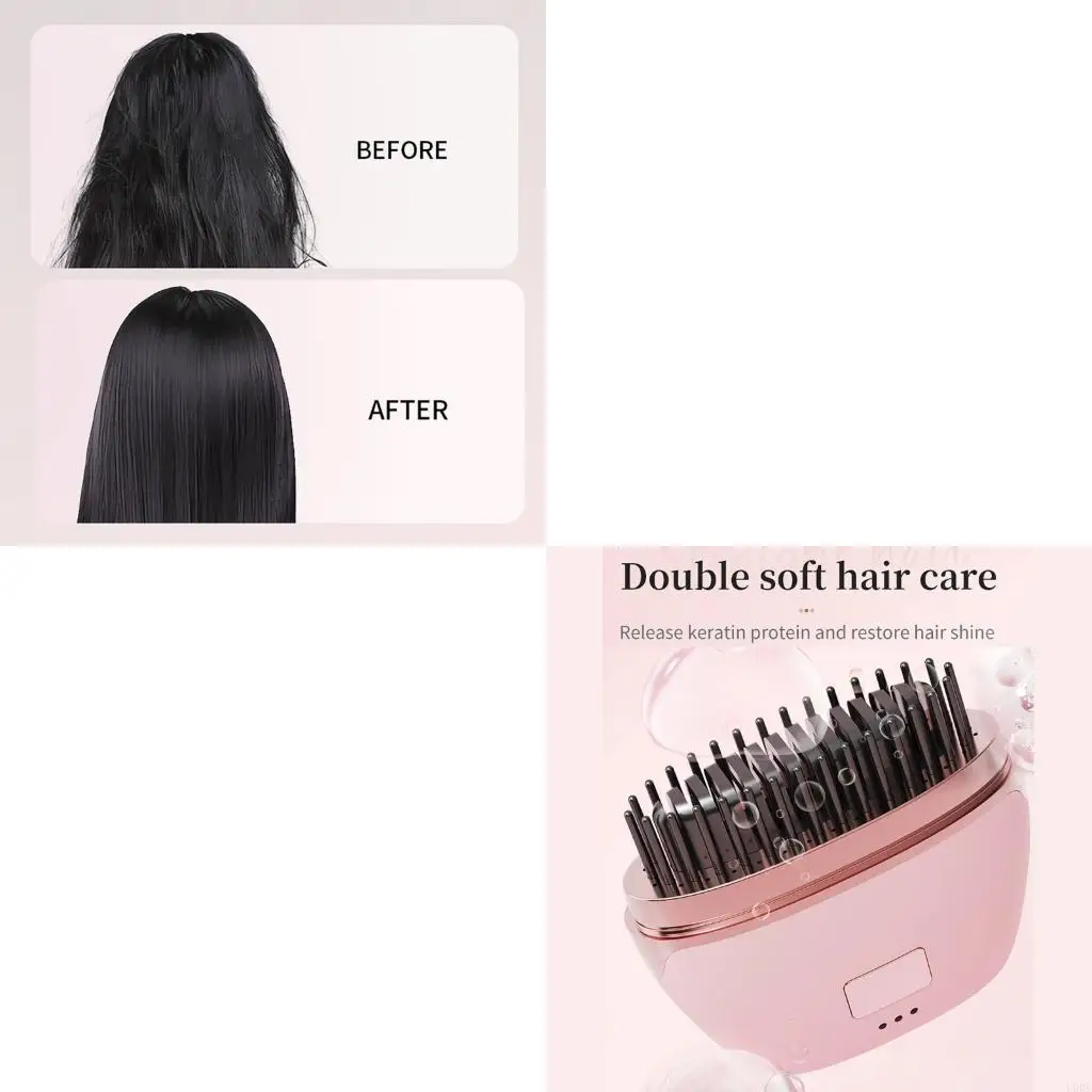 

Rechargeable Hair Straightener Brush Hair Styling Comb for Travel Home Daily