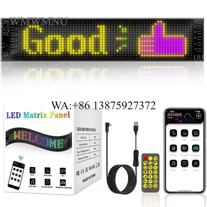 Wmwmnu for 120x595mm DIY Car Dynamic Programmable Scrolling LED Display RGB Led Eyes Devils Eye LED Light for SUV Car Window