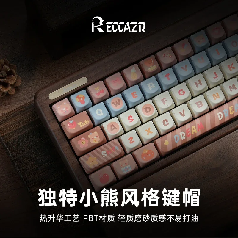 RECCAZR R68 CNC Walnut MechanicalKeyboard Custom Tri-mode Wireless Bluetooth 2.4G Hot-swap RGB Kailh Axis HIFI Gasket DIY Gamers