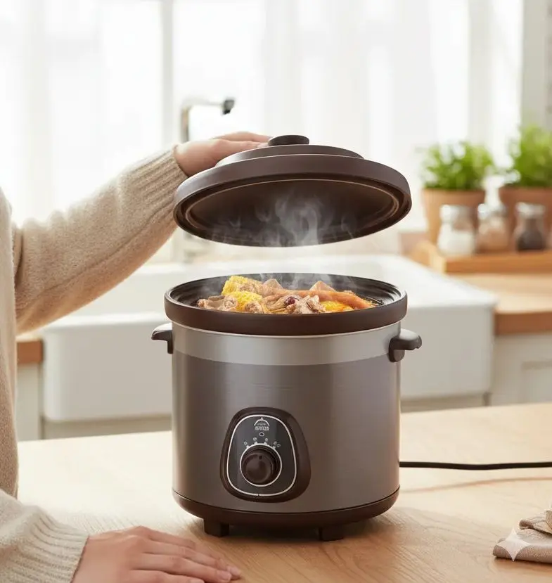 Purple Electric Stew Pot Ceramic Soup & Porridge Pot Fully Automatic Large Capacity for Household & Commercial Use