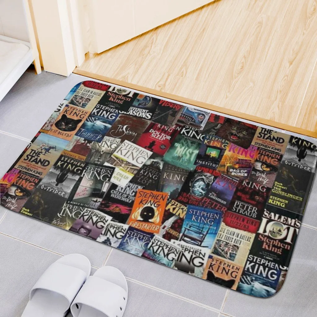 

Stephen King Book Covers, Horror Bookworm Living Room Rug Carpet Flannel Slip Mat Decor Aesthetic