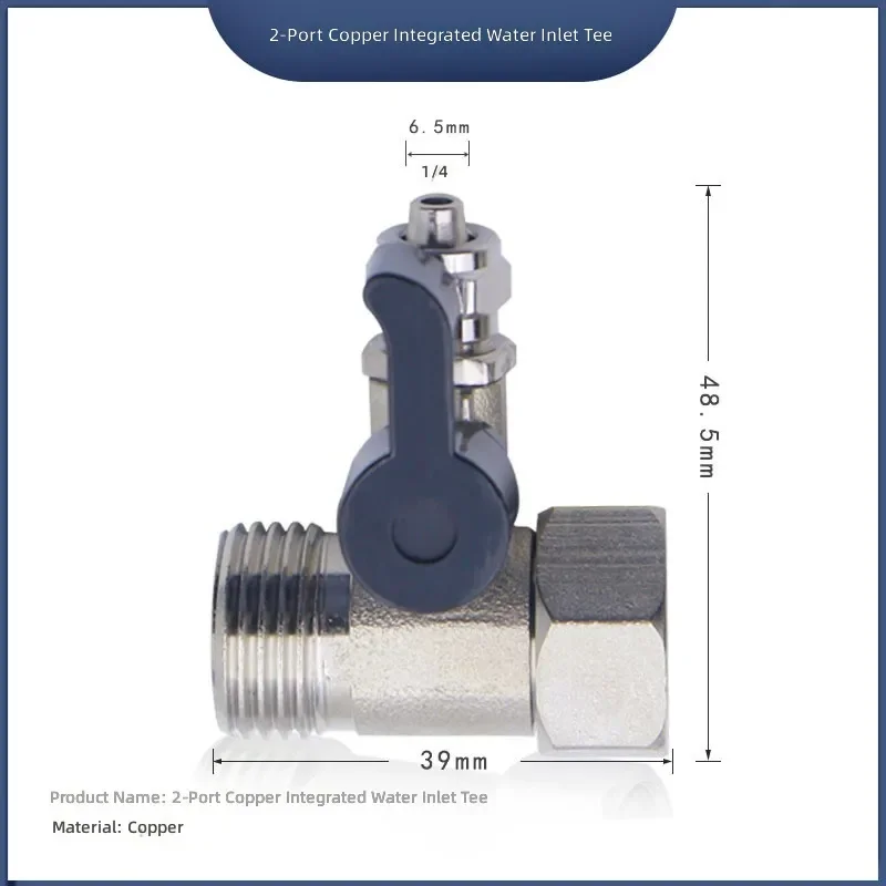 for Universal Water Purifier Accessories Pure Copper 4 Point Integrated Inlet Tee to 2 Point Ball Valve Switch Siamese