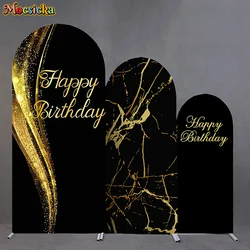 Black Gold Arch Backdrop Photography Baby Shower Happy Birthday Party Solid Color Background Decorations Double Sided Photozone