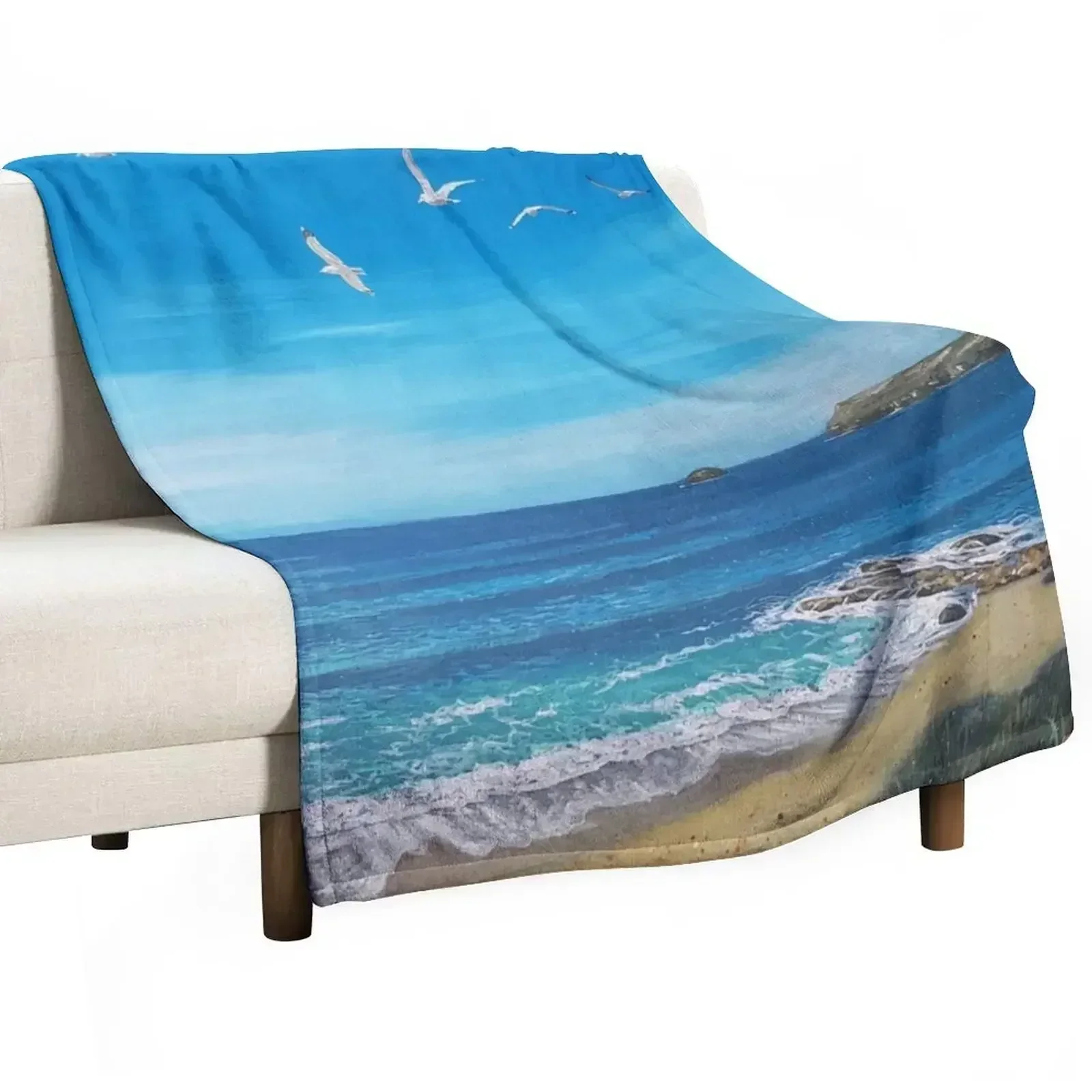 Summer at Polzeath Throw Blanket Soft Warm Blanket Gift for Grandparents