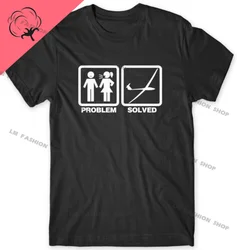 Problem Solved Gliding Glider Mens Funny Graphic TShirts Men's Clothing Short Sleeve Tops Cotton Tees Women's Printed T-Shirt